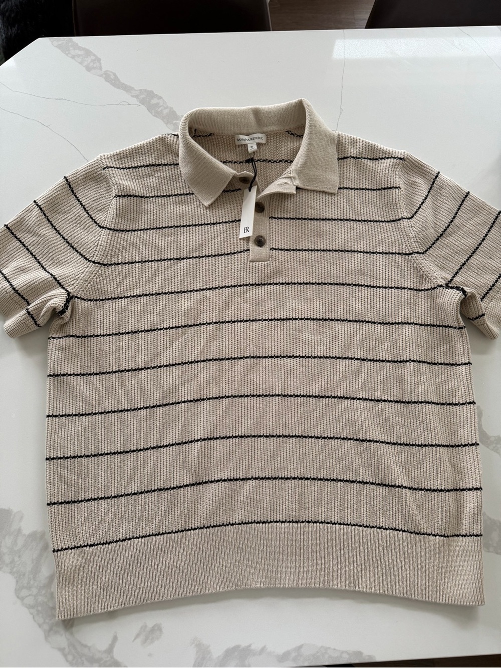 the Banana Republic Textured Striped Sweater Polo